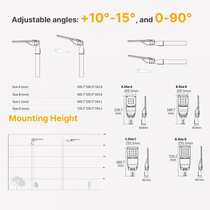 SMD3030 High Lumen AC LED Straßenleuchte 50W 70W Lichtsteuerung 3